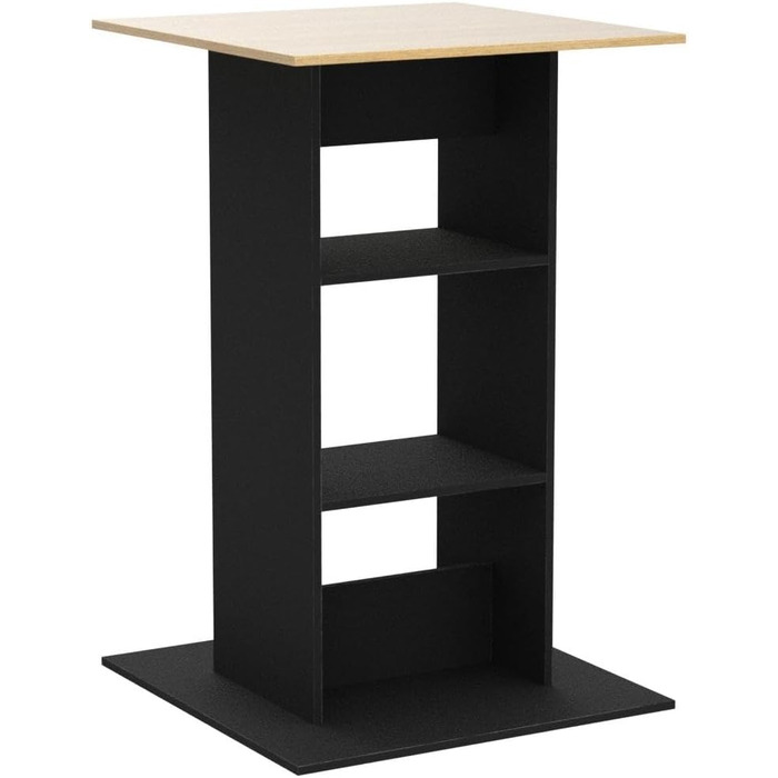 Барний стіл квадратний 110x70x70 см Стіл для бістро з 3 полицями Барний стіл Барна стійка Стіл (темно-сірий / дерев'яний кольори)