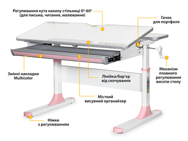 Дитячий стіл Mealux Edmonton Multicolor PN Lite (арт.BD-610 W/MC + PN Lite)