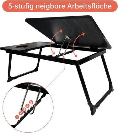 Складаний столик для ноутбука: портативний столик для ліжка та дивану з підстаканником