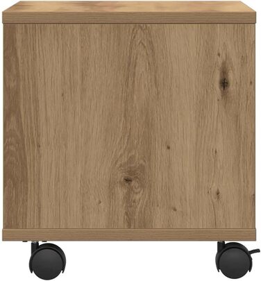 Підставка для принтера на колесах з місцем для зберігання, білий ДСП (дуб ручної роботи)