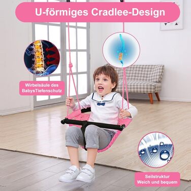 Дитяча гойдалка-трансформер 2-в-1 Nets Tribe для дому та саду (зелений/рожевий)