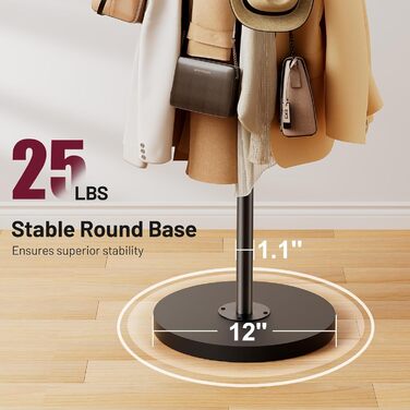 Настінна вішалка для одягу SLEEPING LAMB з 8 гачками, дерев'яний постамент, для прихожей, вітальні, спальні, офісу, чорного кольору