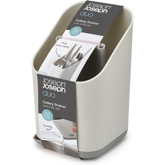 Організатор для ножів та столових приборів Joseph Joseph Duo для кухонної раковини, сірий пластик