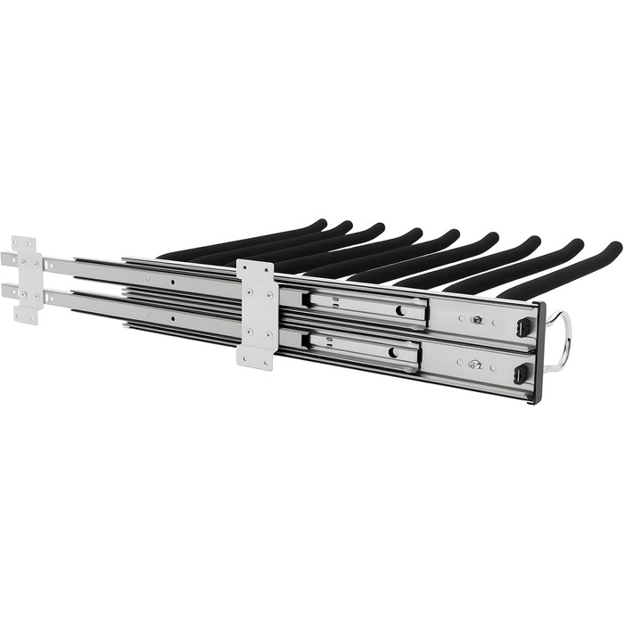 Висувний тримач для штанів, полиця для штанів, 9 тримачів для шарфів, висувна вішалка для штанів, одягу, краваток, шарфів, глибина шафи 48 см, лівостороннє кріплення