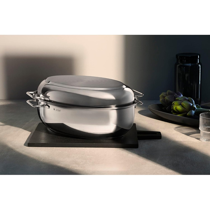 Братер WMF з кришкою, 8,5л, для індукції, Cromargan нержавіюча сталь, з термометром, 41x28,5x18см