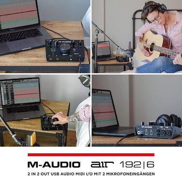 M-Audio Air 192|6: USB аудіоінтерфейс для запису в студійній якості з 2 XLR/Line входами та програмним забезпеченням AIR 192|6 (Чорний)
