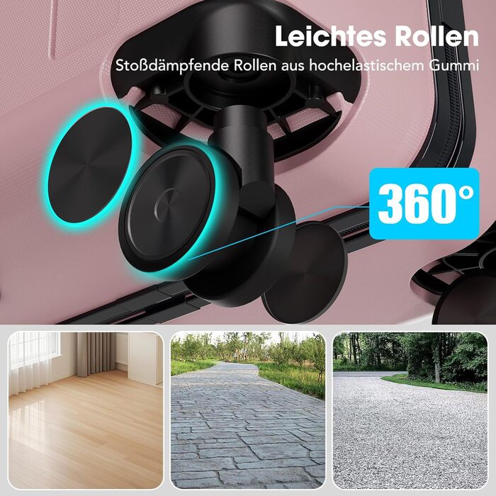 Набір валіз Vallsero: 5 шт., ABS, TSA-замок, рожеве золото. Чемодани, валізи, дорожні сумки, набір валіз