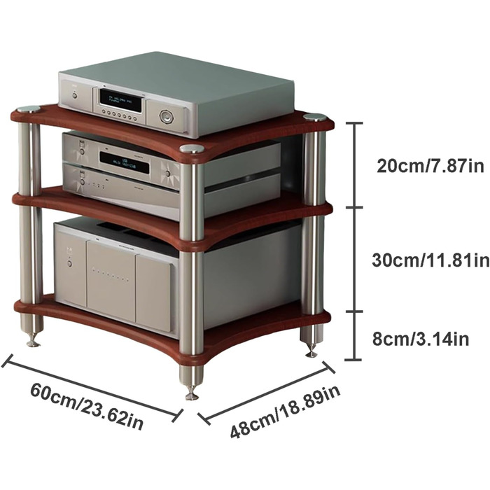 Сумка для аудіо-обладнання HiFi Regal: стійка для AV-медіа, ТВ-стійка, підставка для програвачів (3 яруси, темне дерево)