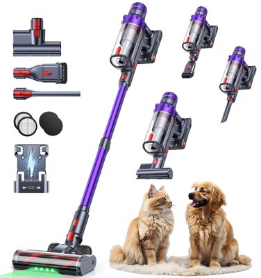 Акумуляторний пилосос SMOTURE 50000 Па, 65 хв роботи, з турбощіткою, для шерсті тварин, килимів, підлоги, авто - фіолетовий