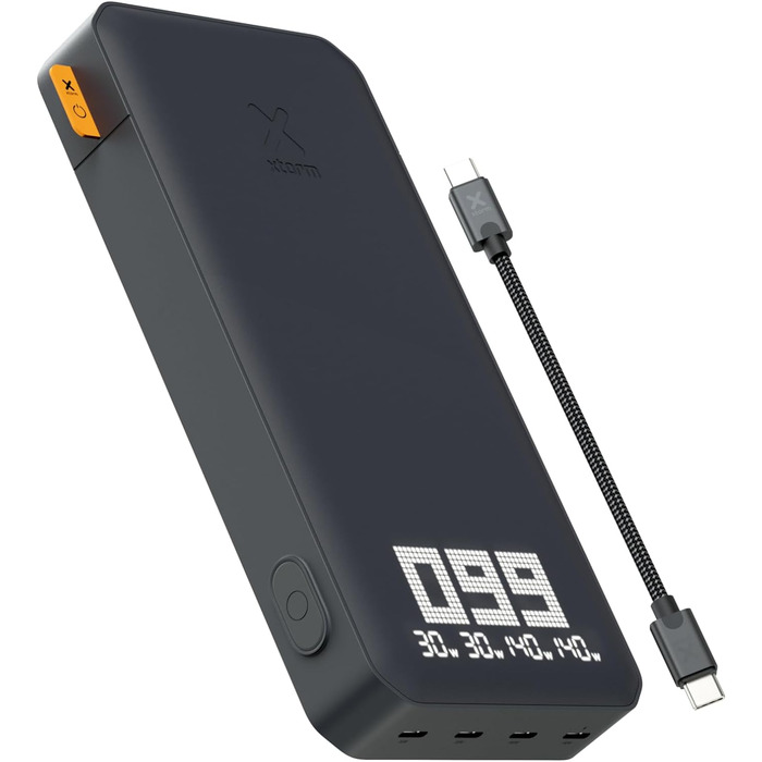 Для ноутбука Xtorm Titan Ultra 200 Вт, Power Bank 27 000 MAH, XB403, USB-C PD, LED індикатор, сумісний зі смартфоном, планшетом і ноутбуком, XB4, Магнітний USB-кабель, Міцний матеріал, Сірий