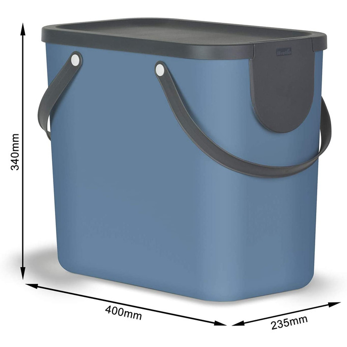 Система поділу сміття Rotho Albula 25L для кухні, пластик (поліпропілен) без бісфенолу А, синій / антрацит, 25L (40,0 х 23,5 х 34,0 см)
