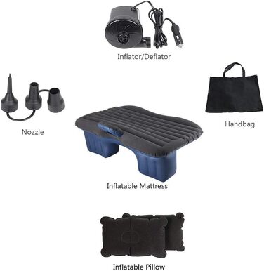 Надувний матрац Sinbide для автомобіля, розбірний, багатофункціональний, 3 кольори 2 подушки насос чорний