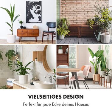 Горщик для квітів Fox & Fern Großer 30,5 см – стильний горщик з якісного полістоуну з 3D-текстурою та дренажним отвором. Великий горщик для дому (білий)