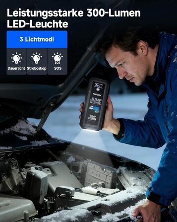 Powerbank TOPDON JS3000 для авто: пускова станція, 24000mAh, 12V, для бензинових та дизельних двигунів (до 9.0L/7.0L)