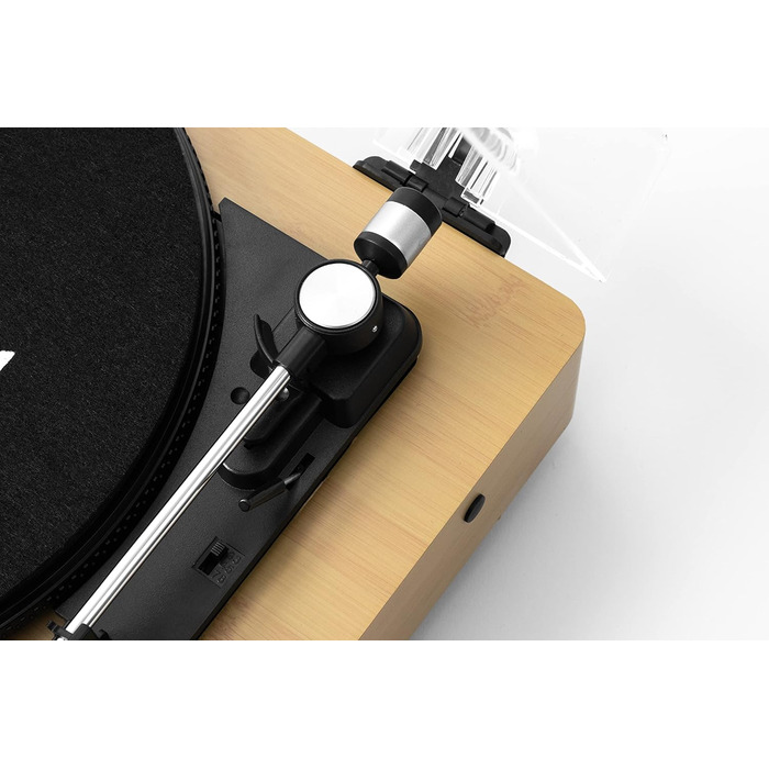 Вініловий програвач Plattenspieler Bluetooth, 3 швидкості, перетворення вінілових платівок у MP3, з пилозахисною кришкою, виходом для навушників, Aux-In, чорний (Jam Stream Wood)