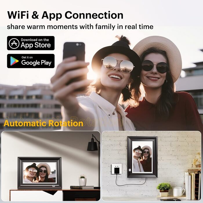 Цифровий фотоальбом Kodak 10 дюймів WiFi, 32GB, IPS HD сенсорний екран, авто-поворот, чорний