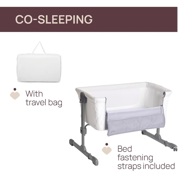 Ліжко-гойдалка Chicco Next2Me Essential для новонароджених, біле. Регульована висота, дихаюча тканина, матрац та сумка в комплекті, 0-6 місяців.