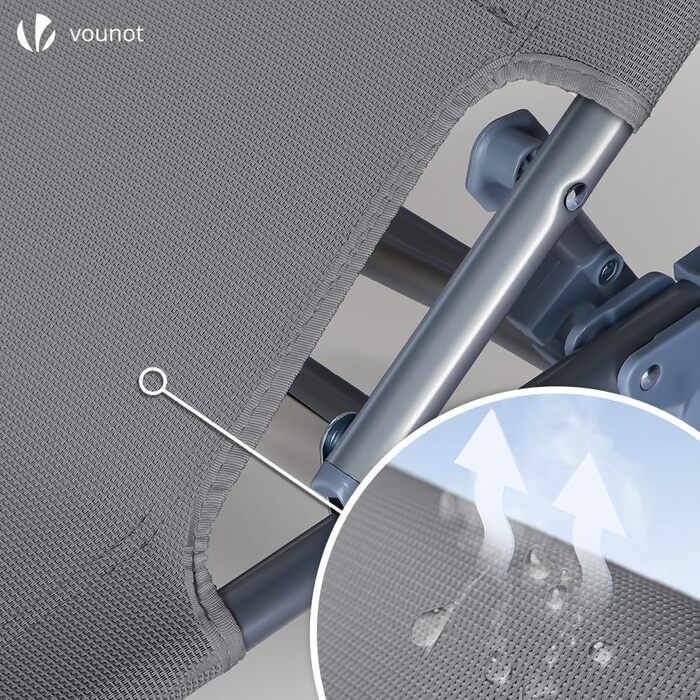 Набір з 2 шезлонгів Vounot, розкладні, для саду, басейну, тераси, сірого кольору. З сонцезахистом та регульованою спинкою.