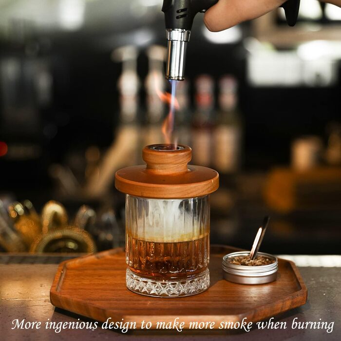 Набір для копчення віскі та бурбону Cocktail з ліхтариком, 6 смаків дерев'яної тріски (апельсин, кориця, імбир, вишня, лічі, гікорі) - ідеальний подарунок на ювілей або день народження