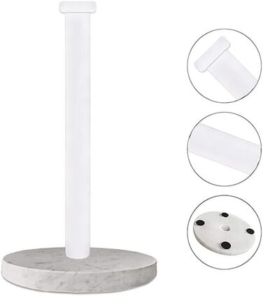Тримач для паперових рушників на стільницю з мармуровою підставкою для кухні та ванної кімнати, білий