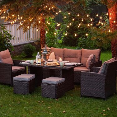 LED гірлянда на 15 метрів, тепле біле світло 2700K, 25+2 лампочки G40 E12, димер, для зовнішнього використання, сад, вечірка, тераса