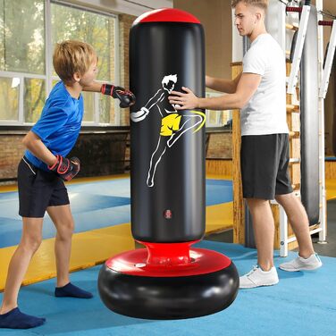 Боксерська груша QPAU для дітей, 168 см, тренування карате, тхеквондо, ММА, зниження енергії (чорна)