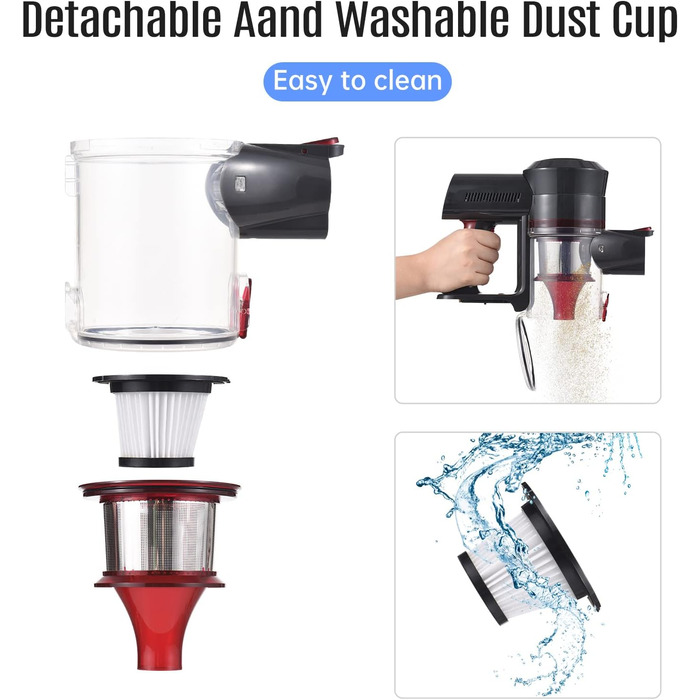 Акумуляторний пилосос Kavolet 25 KPa, 40 хв роботи, 2-в-1 для дому та авто, з насадкою для щілин та щіткою