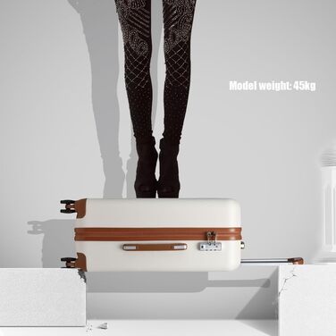 Чемодан-валіза KONO з жорсткою ABS-оболонкою, 76 см, 100 л, білий, з TSA замком та 4 спіннерами