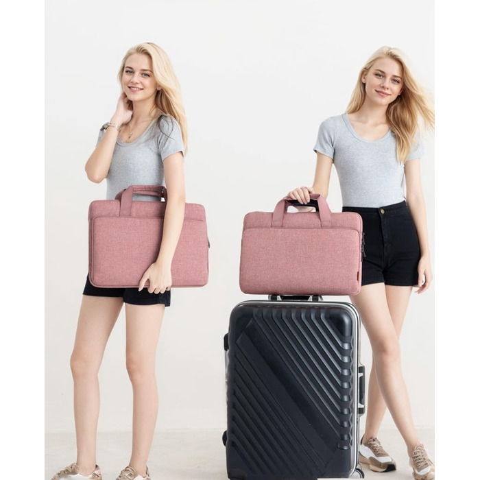 Чохол для ноутбука DOMISO 16 дюймів, сумісний з MacBook Pro (M4/M3/M2/M1) та іншими, водонепроникний, з ручкою, рожевий