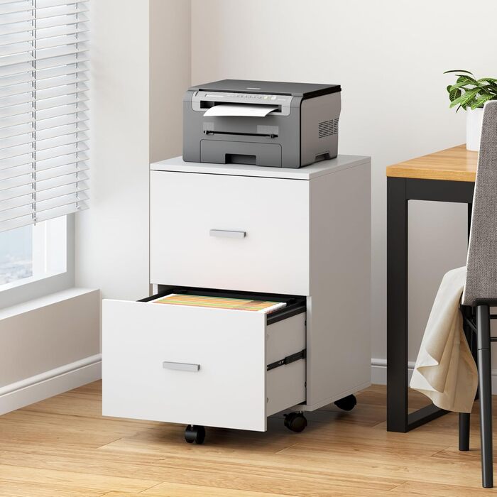 Шафа для документів SDHYL на 2 шухляди, мобільна, для A4/листів/legal документів, 46.2x40x67.5cm (Біла)
