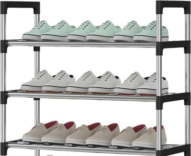 Ящик для взуття, 4 рівні, 12 пар, 56x30x85 см, надміцний (сріблястий), 522