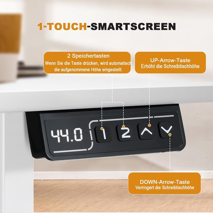 COMHOMA Стол для роботи з регулюванням висоти 160x70 см з USB-роз'ємом та гачками, електричний, для дому та офісу