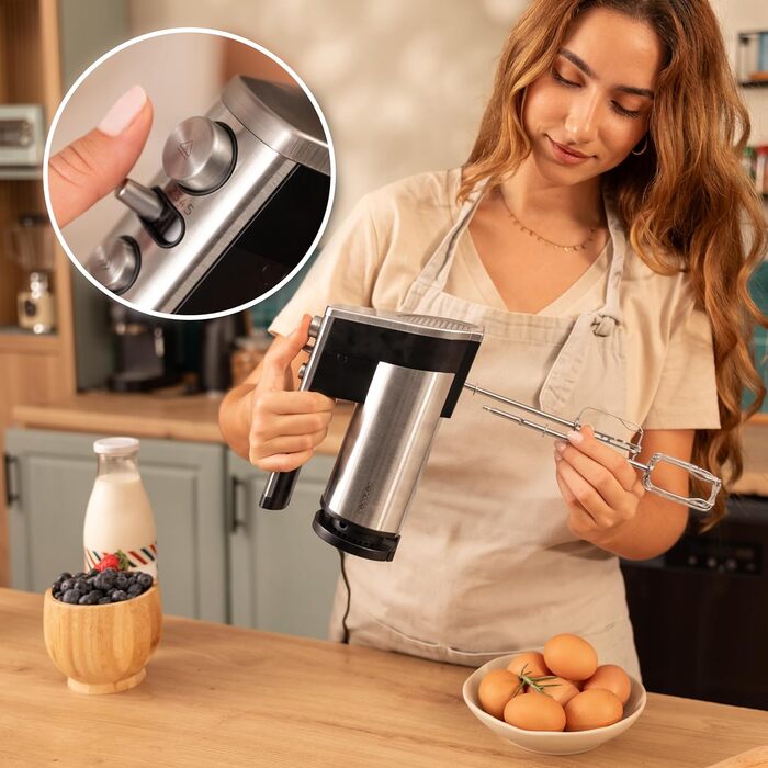 Ручний міксер Cecotec PowerTwist 500 Full Steel: 500 Вт, 5 швидкостей + Turbo, 3 насадки, сталь, без чаші