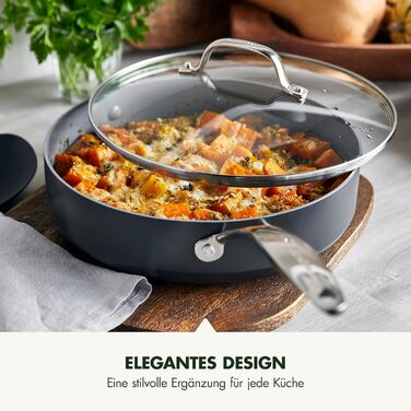 GreenPan Valencia Pro сковорода з нержавіючої сталі з антипригарним покриттям Hartelox, 28 см, 4,2 л, з кришкою, без PFAS, для індукційних плит, можна мити в посудомийній машині, можна використовувати в духовці, сіра