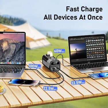 Power Bank 70000mAh 100W з USB-C, кабель, сірий - портативний акумулятор для iPhone, iPad, Samsung