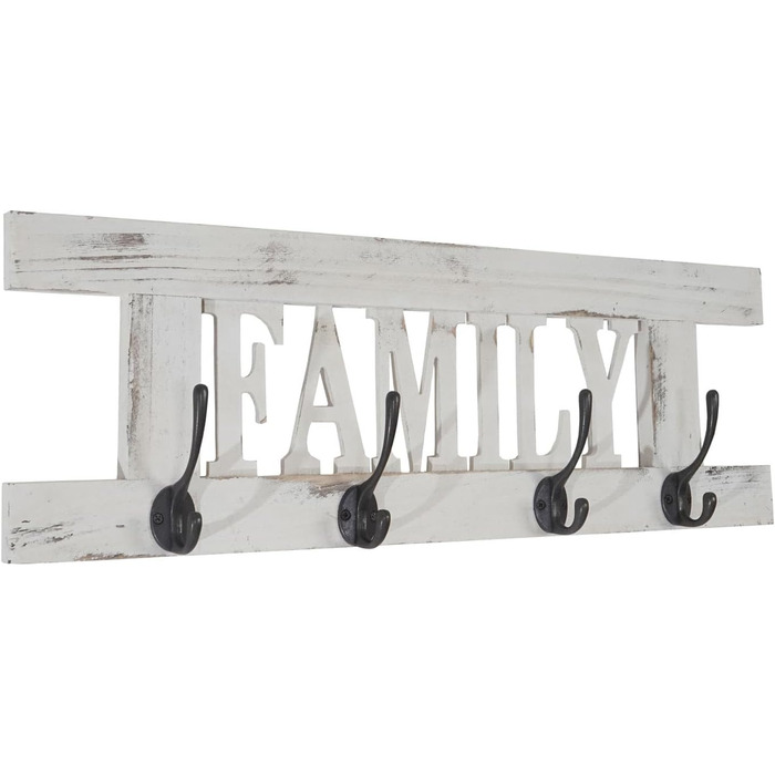 Набір настінних вішалок для одягу Mendler HWC-C60 HomeFamily Coat Rack Panel, Shabby-Look Vintage - (Білий, Потертий, 21 x 60 x 7 см)