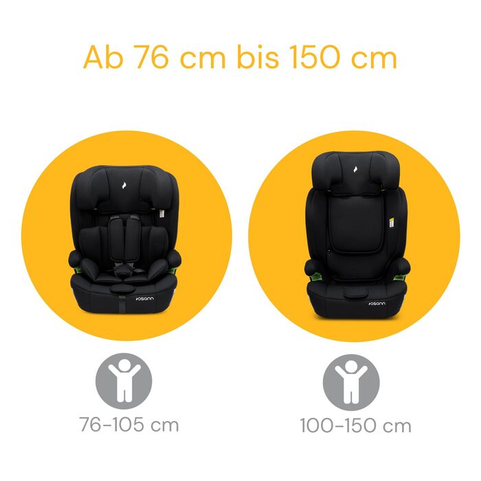 Автокрісло Osann Resa Kindersitz 76-150 см, i-Size, 1 рік+, без Isofix, 5-точкова система, регульований підголівник, чорний