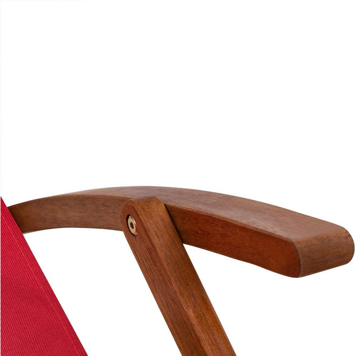 Лежак для відпочинку Casaria® з дерева, вологостійкий, складний, регульований, до 160 кг, підлокітники, подушка для шиї, для саду та балкону, акація, 94x94x60 см (Бордовий)