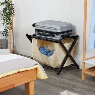 Підставка для валіз Relaxdays чорного кольору з мішком для білизни