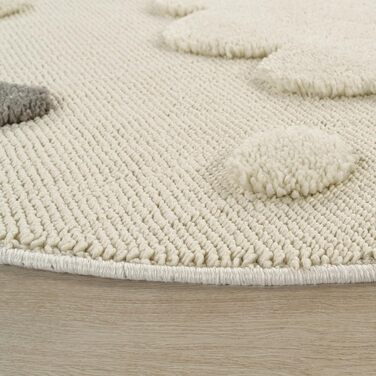 Домашній килим Дитяча кімната Дитячий килимок Ігровий килимок Ігровий килимок Ігровий килимок Мотив короткого ворсу Сонце 3D ефект М'яке сучасне оздоблення, Розмір Колір (160 см Круглий, Кремовий)