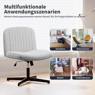 Офісне крісло без підлокітників Naspiro, сіре, з тканини, регульоване по висоті, поворотне на 360°, з функцією гойдання