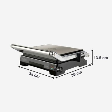 Електричний гриль-контактна поверхня Black+Decker BXGR2200E 2-в-1 (2200W, 29x23 см) з LCD-дисплеєм