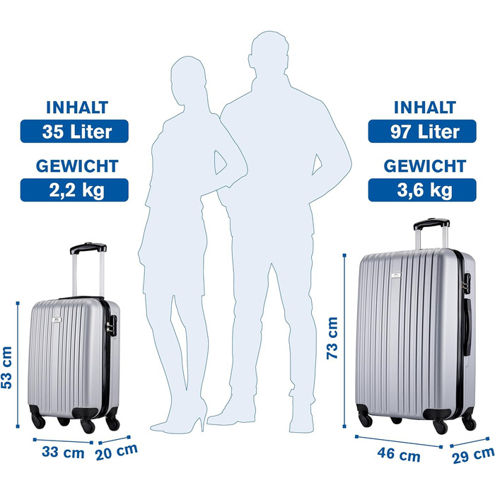 Набір валіз Slazenger - Набір дорожніх валіз із 3 предметів Набір валіз (2 предмети, срібло)