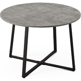 Стіл обідній DUBI Möbel NOA, круглий 110x110 см, для кухні/їдальні, індустріальний дизайн, колір бетону, 11216-US-BETO
