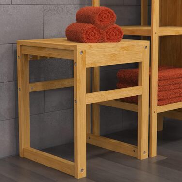 Дерев'яний табурет для ванної кімнати EISL BMBA02-BH2 з бамбука, 35 x 45 x 35 см