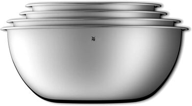 Набір кухонних мисок WMF Gourmet 4 шт. з нержавіючої сталі, 0,75л - 2,75л, миски для приготування, салатники, сервіровочні миски, Cromargan, з можливістю складання