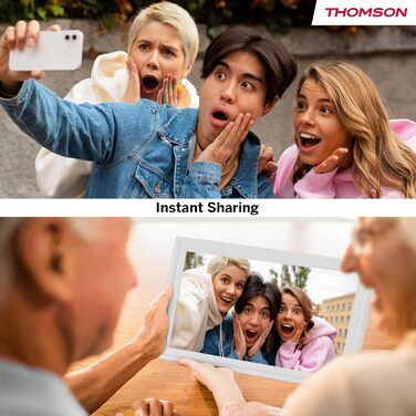 Рамка для фото Thomson Fotorahmen 15 дюймів біла – FHD IPS сенсорний екран, 32 GB, Wi-Fi, поворот, підтримка iOS/Android