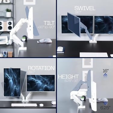 Підставка для двох моніторів VIVO STAND-V002O, до 32 дюймів, 9 кг, гнучкий кріплення на стіл