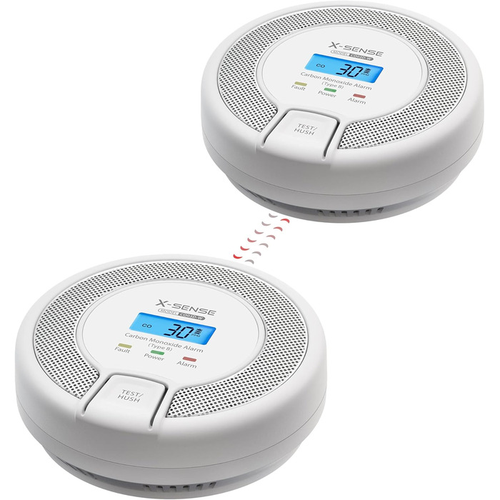 Датчик виявлення CO X-Sense з цифровим дисплеєм (2 шт.), 10 років служби, EN 50291, CO03D