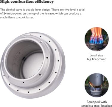 iBasingo Titan Alkoholkocher Spirit Herd з кріпленням - портативний газовий пальник для кемпінгу, пікніків та трекінгу Ti2001C